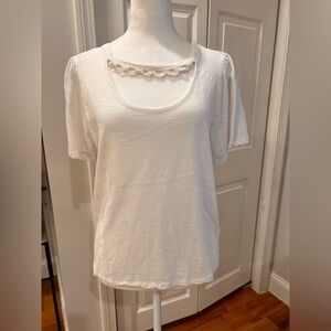 Democracy short sleeve flutter sleeve tee | white | M